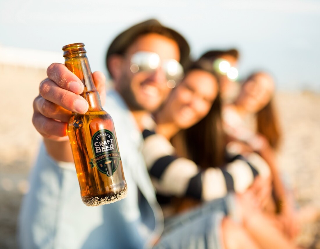 UVM business of craft beer logo on beer bottle