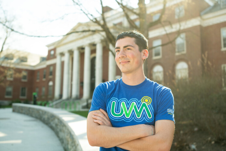 precollege student wearing UVM t-shirt at Waterman
