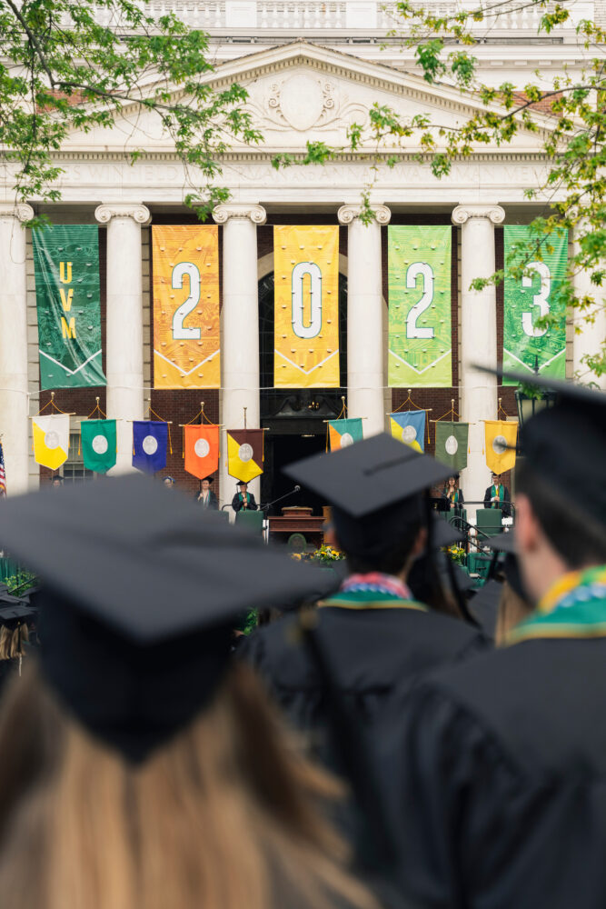 uvm graduation with 2023 banner